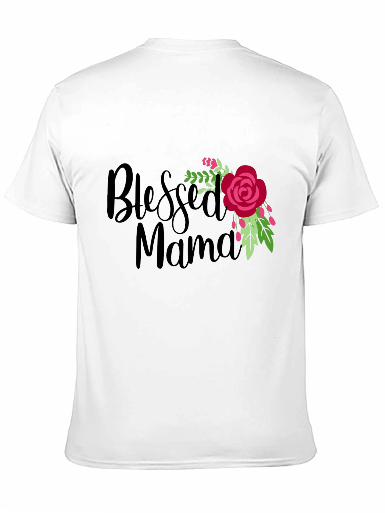 Blessed Mama Floral Graphic Black T-Shirt