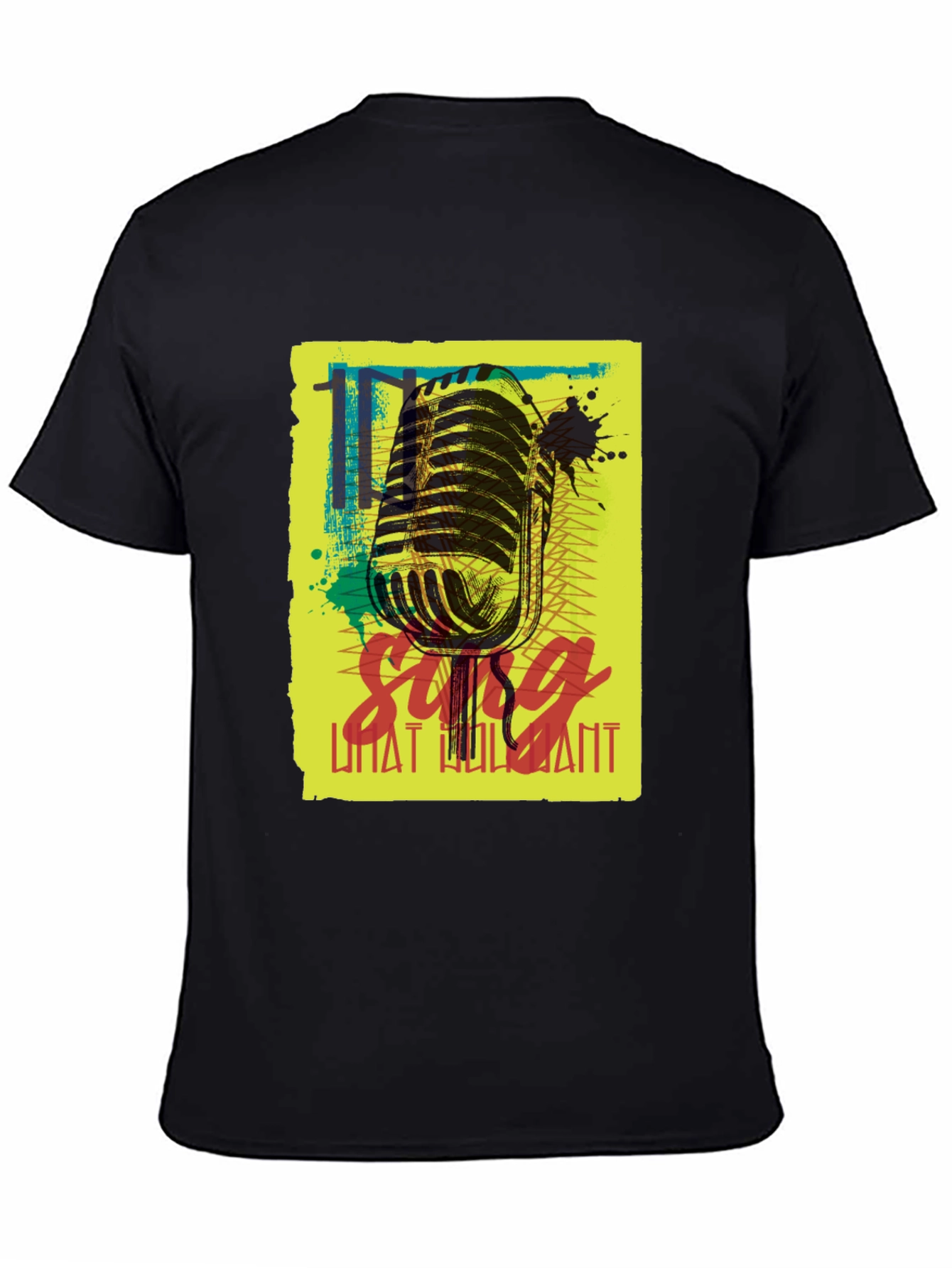 Retro Microphone Graphic Tee - Sing What You Want