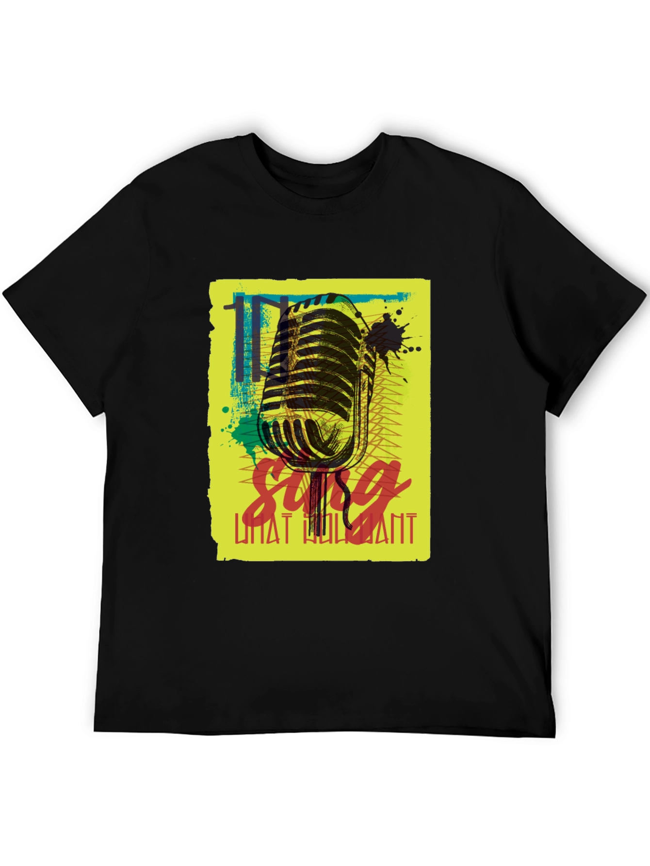 Retro Microphone Graphic Tee - Sing What You Want