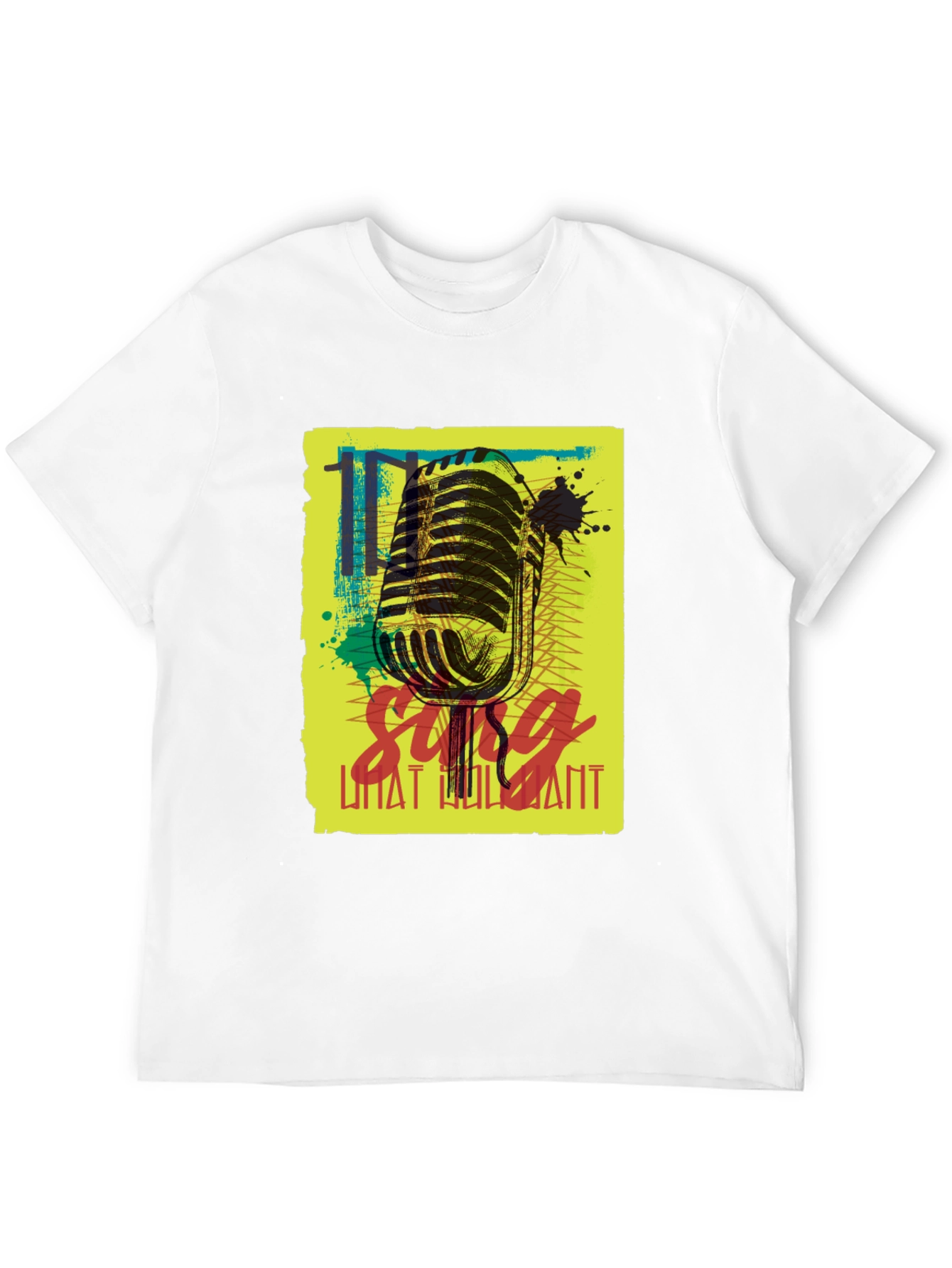 Retro Microphone Graphic Tee - Sing What You Want