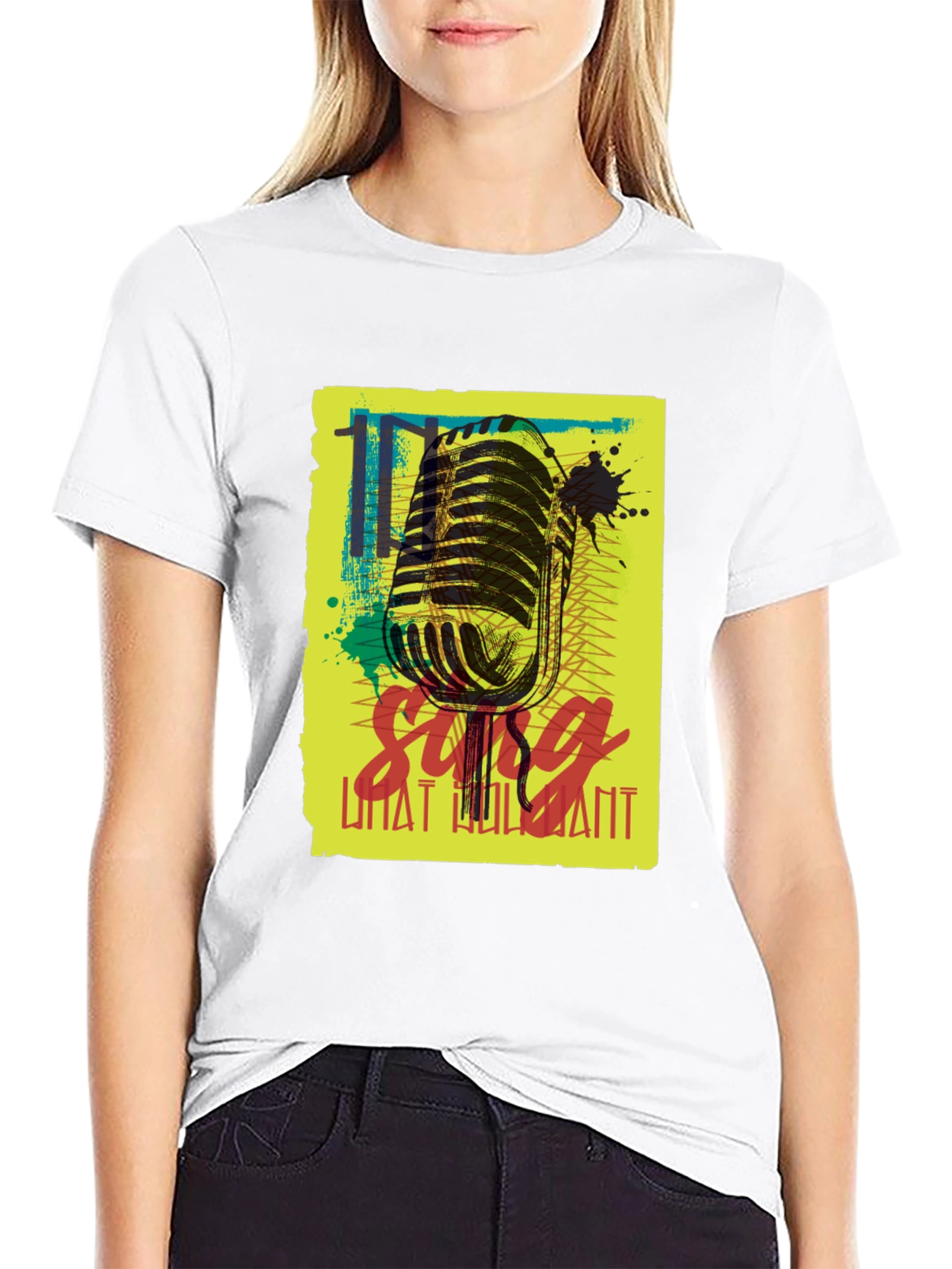 Retro Microphone Graphic Tee - Sing What You Want