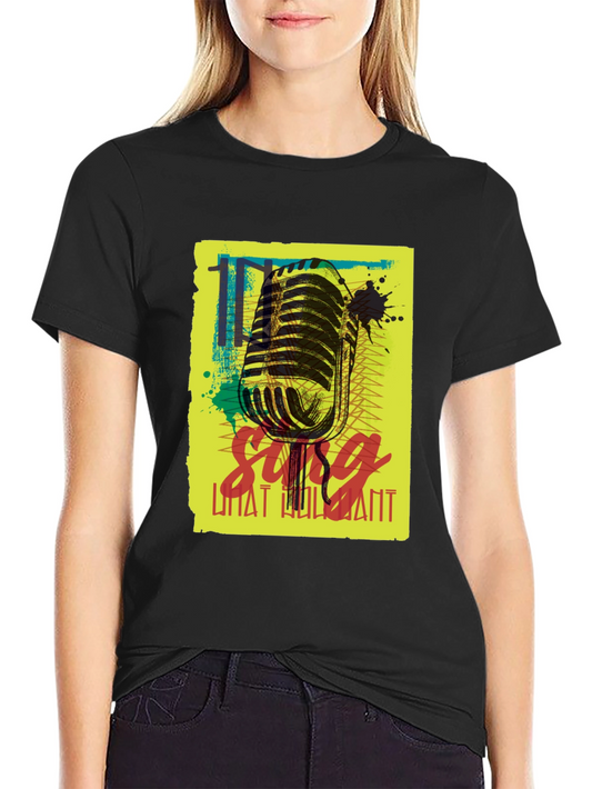 Retro Microphone Graphic Tee - Sing What You Want