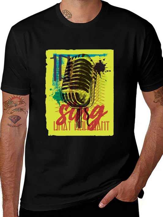 Retro Microphone Graphic Tee - Sing What You Want