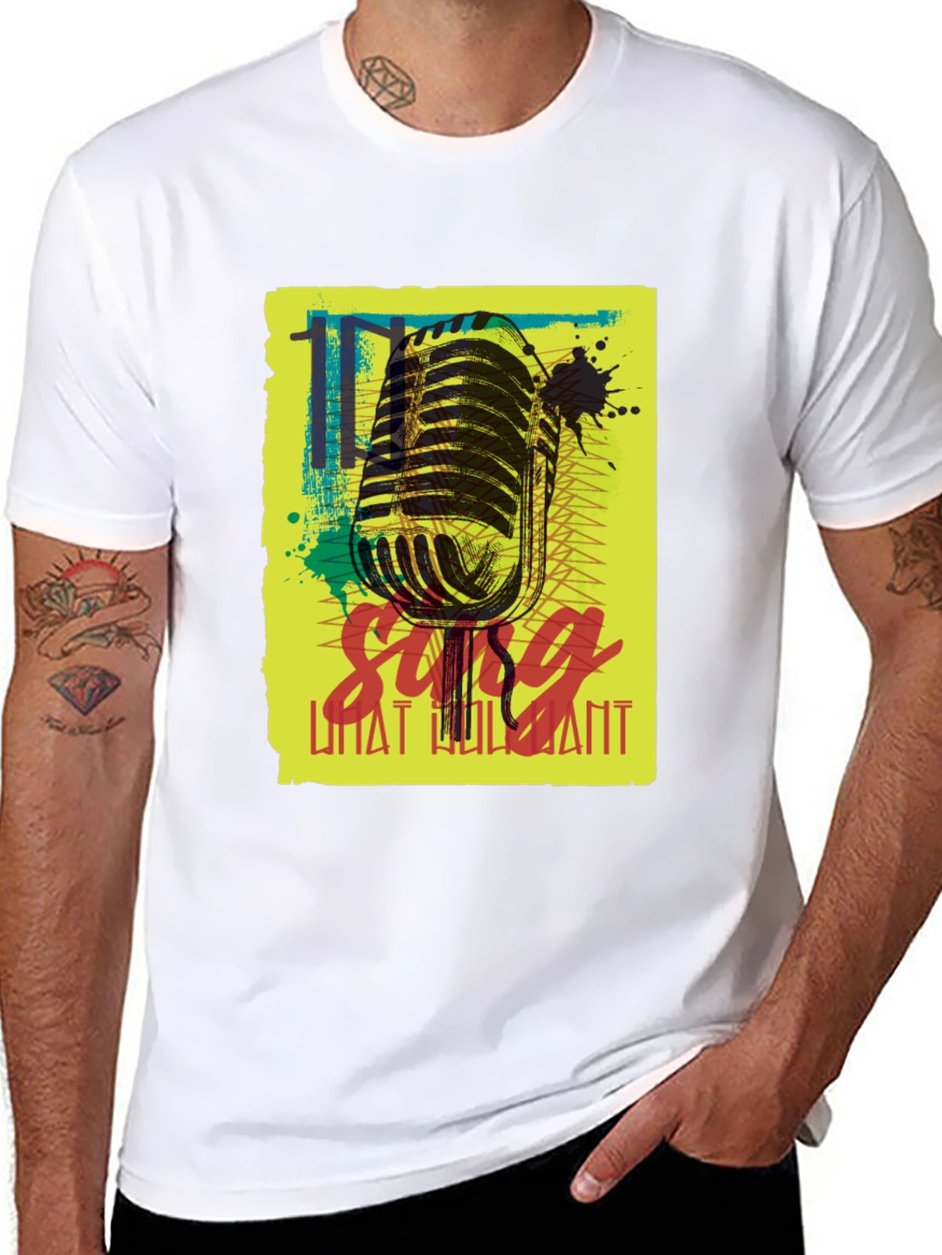 Retro Microphone Graphic Tee - Sing What You Want