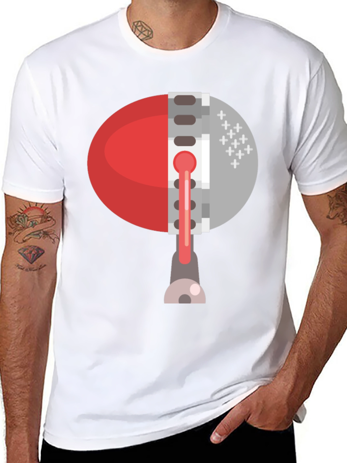 Abstract Zipper Graphic Tee - Unique Fashion Statement