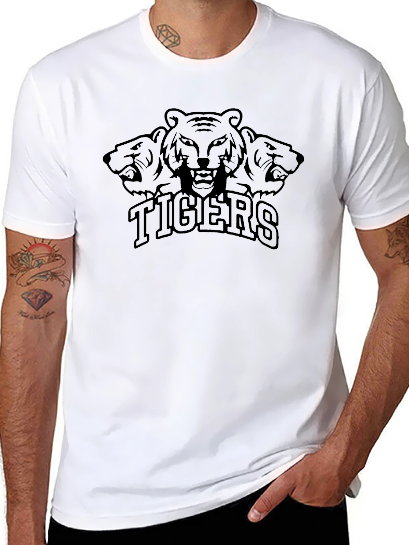 Tigers Graphic Print Black T-Shirt