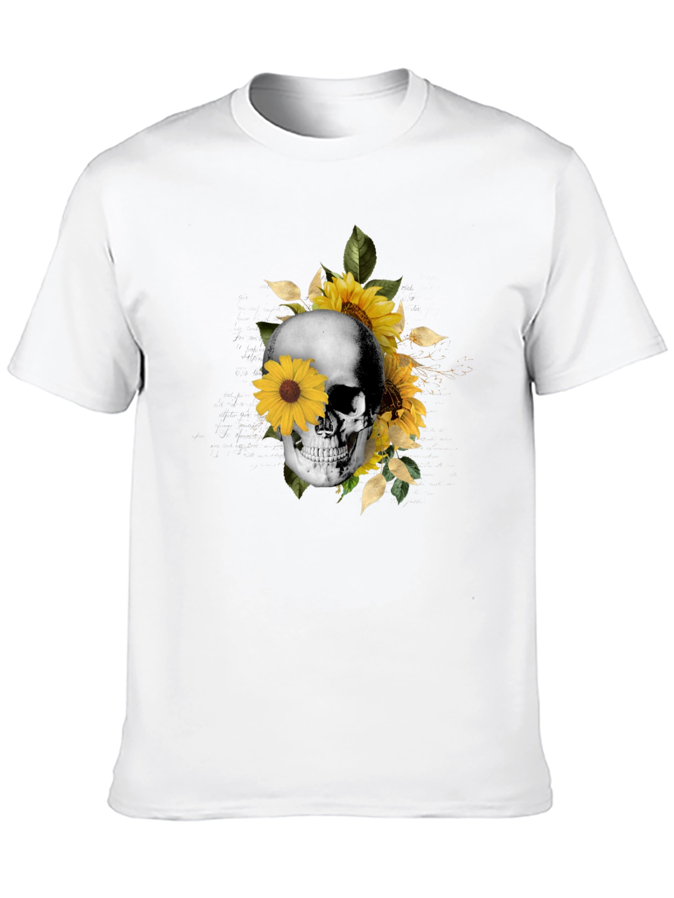Skull & Sunflower Graphic Tee - Trendy Casual Wear