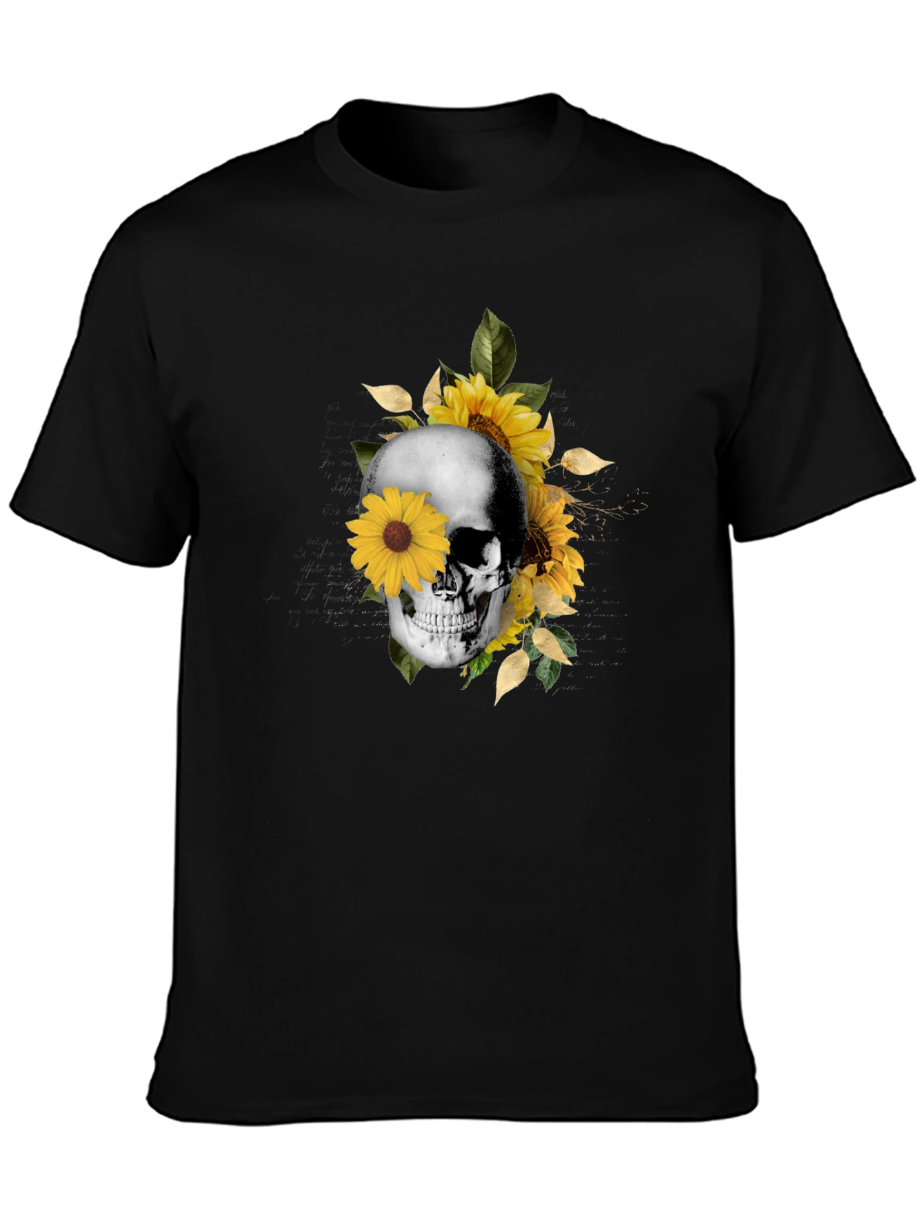 Skull & Sunflower Graphic Tee - Trendy Casual Wear