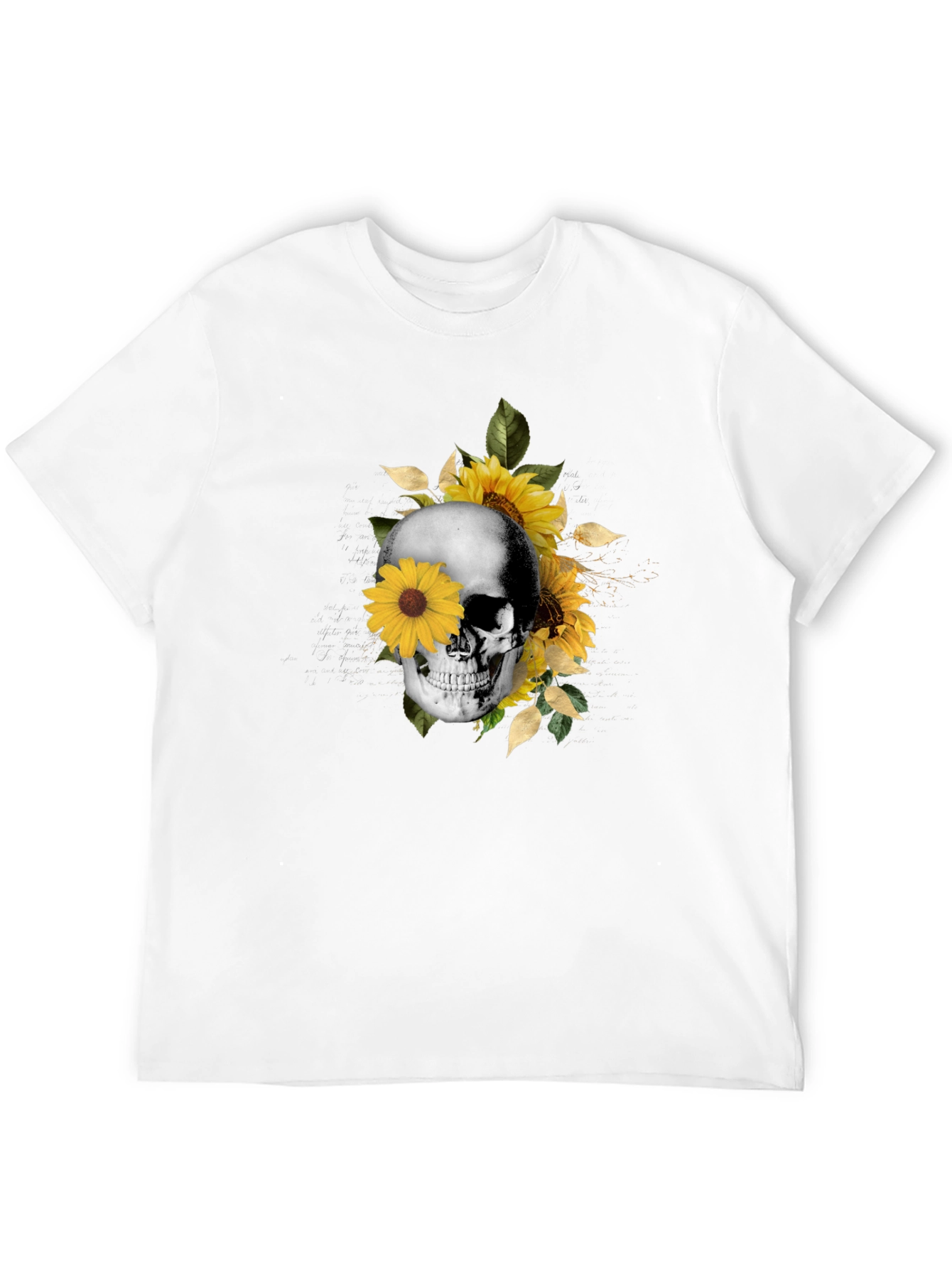 Skull & Sunflower Graphic Tee - Trendy Casual Wear