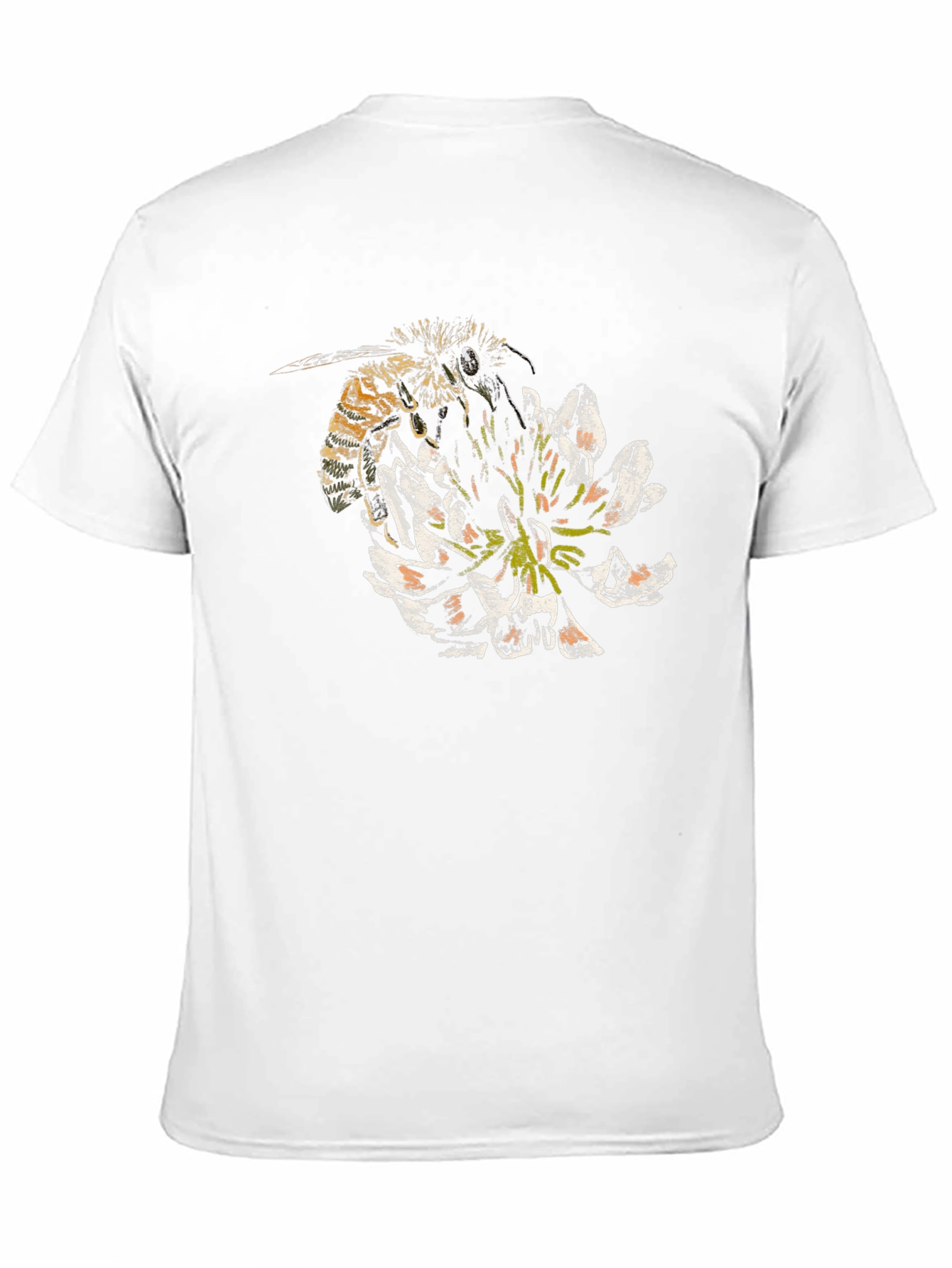 Bee and Flower Graphic T-Shirt - Black Cotton Tee