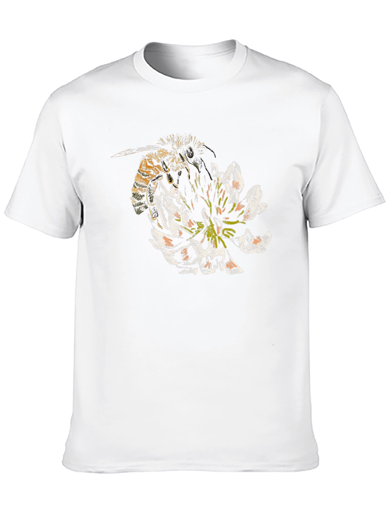 Bee and Flower Graphic T-Shirt - Black Cotton Tee