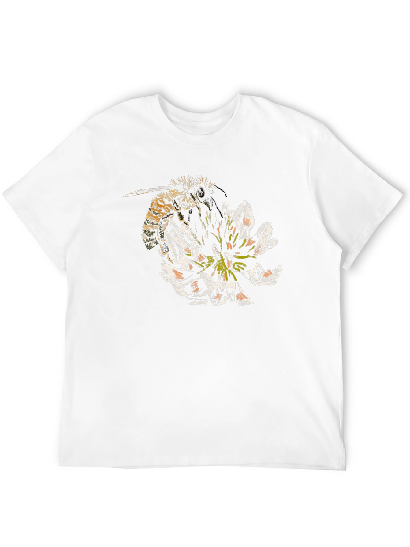 Bee and Flower Graphic T-Shirt - Black Cotton Tee
