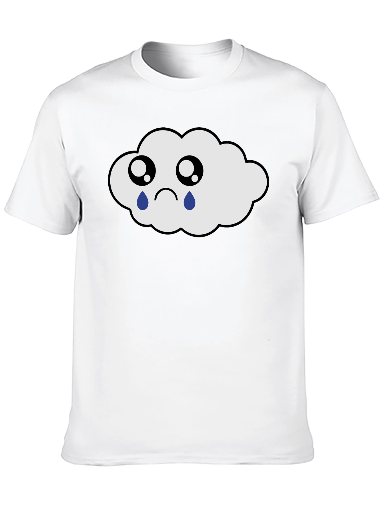 Sad Cloud Graphic Tee - Black Cotton T-Shirt