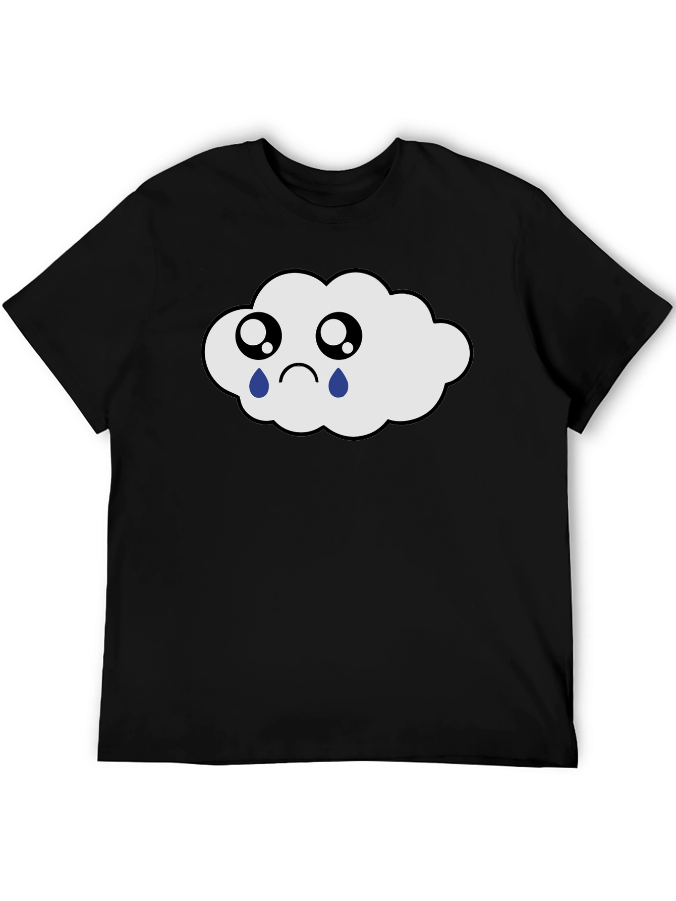 Sad Cloud Graphic Tee - Black Cotton T-Shirt