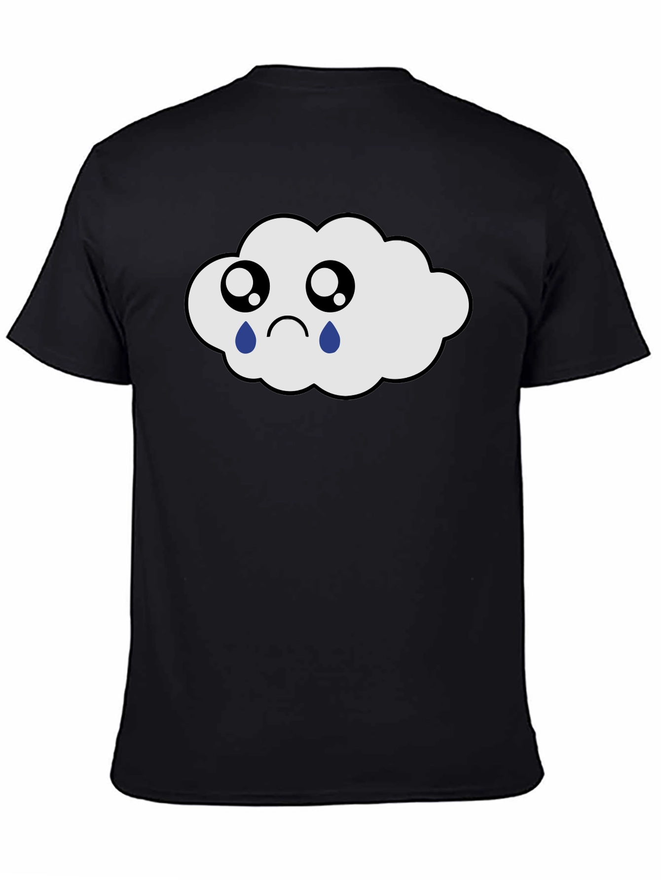Sad Cloud Graphic Tee - Black Cotton T-Shirt