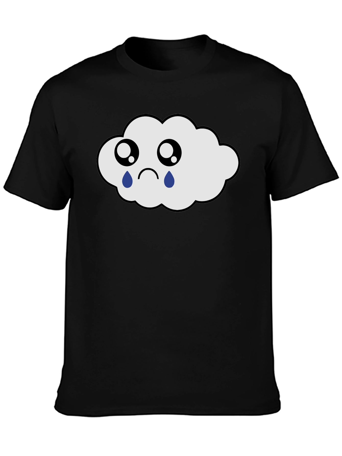 Sad Cloud Graphic Tee - Black Cotton T-Shirt
