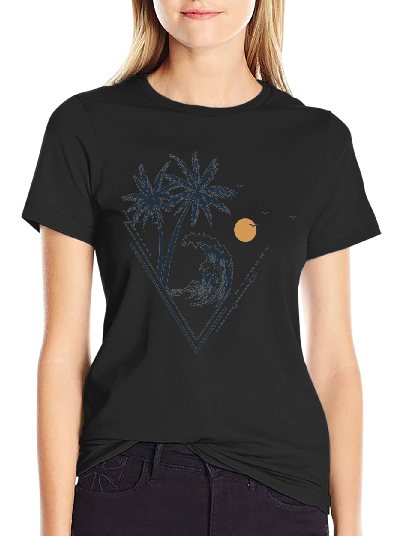Tropical Palm Tree Wave Graphic T-Shirt