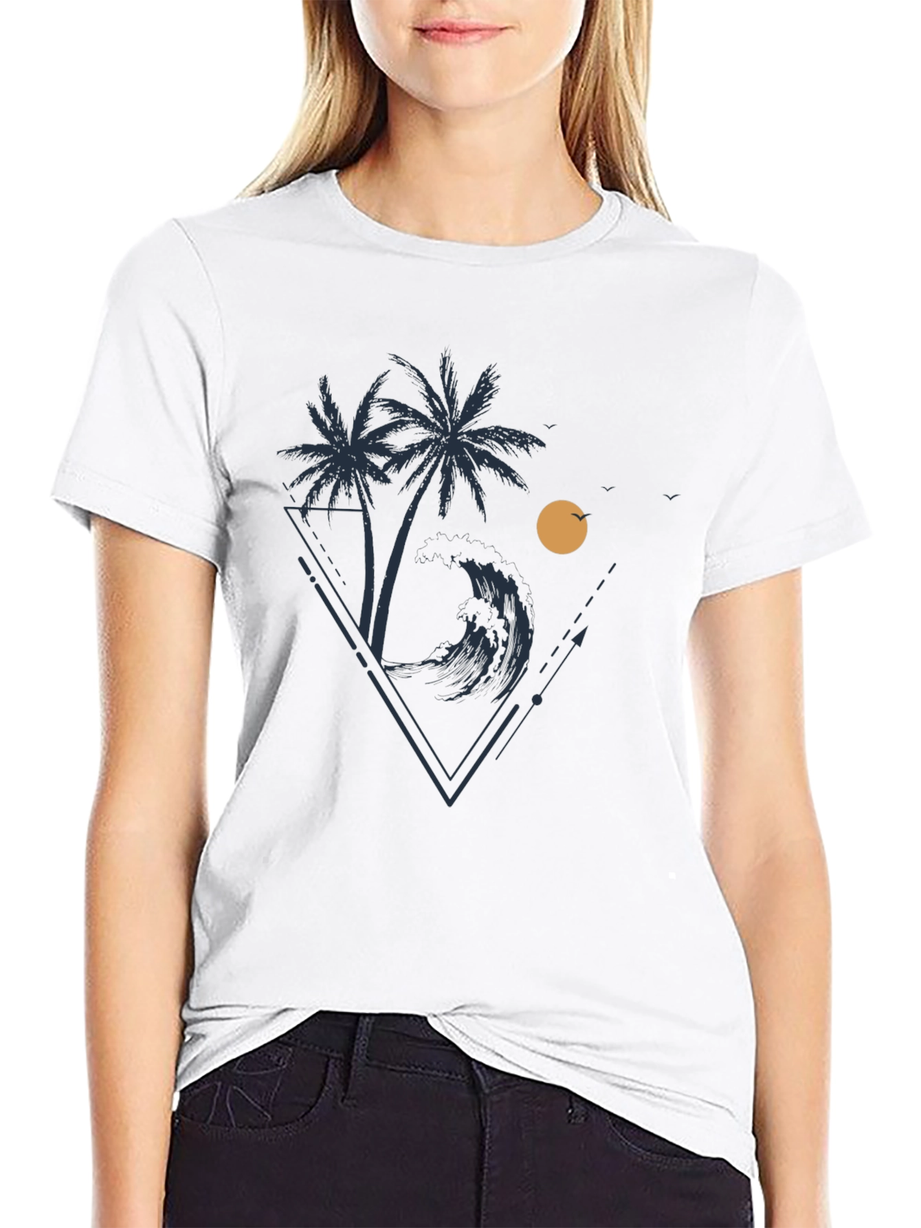 Tropical Palm Tree Wave Graphic T-Shirt