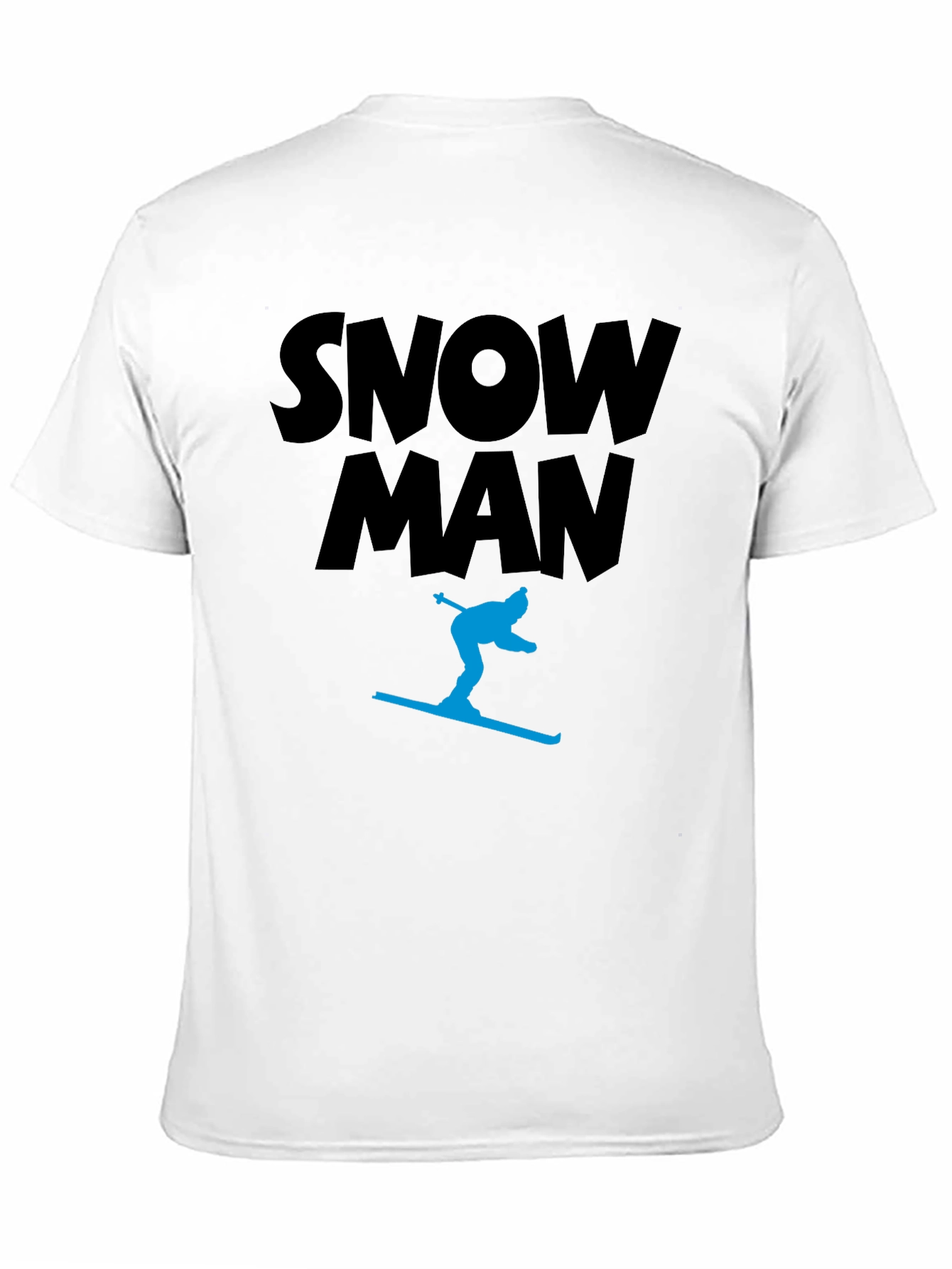 Snow Man Skiing Black T-Shirt