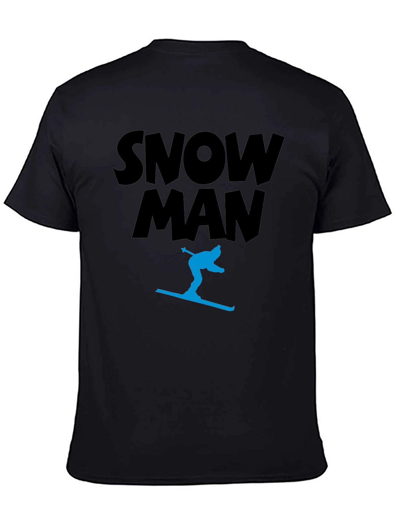 Snow Man Skiing Black T-Shirt