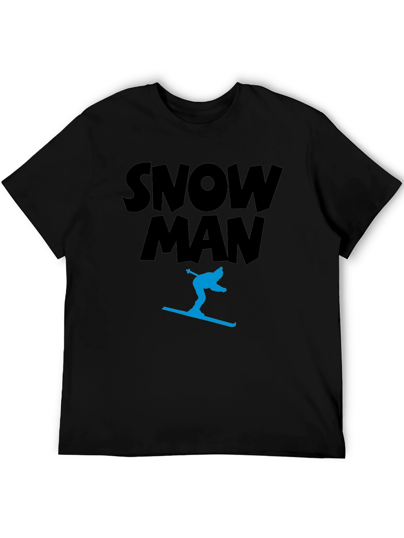 Snow Man Skiing Black T-Shirt