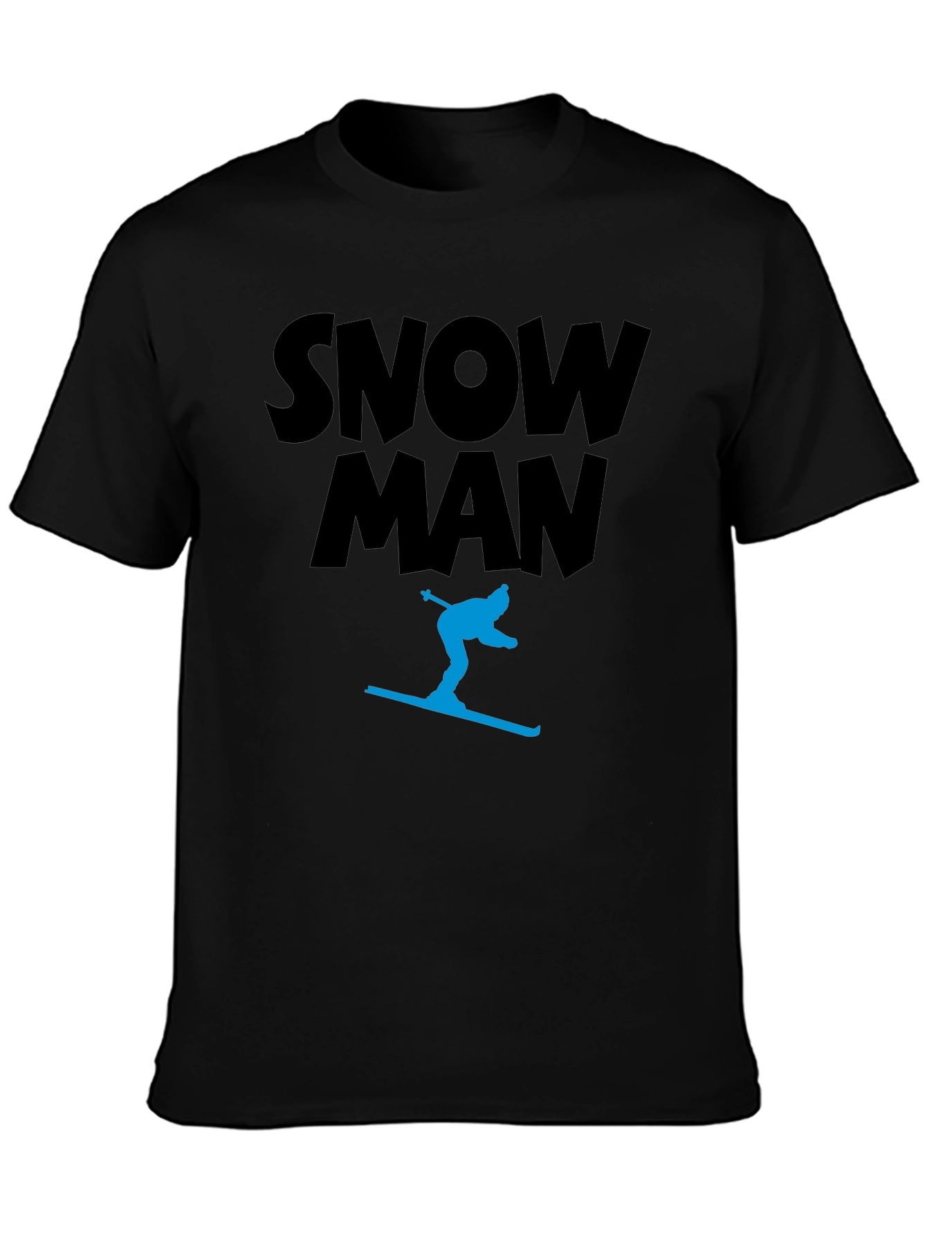 Snow Man Skiing Black T-Shirt