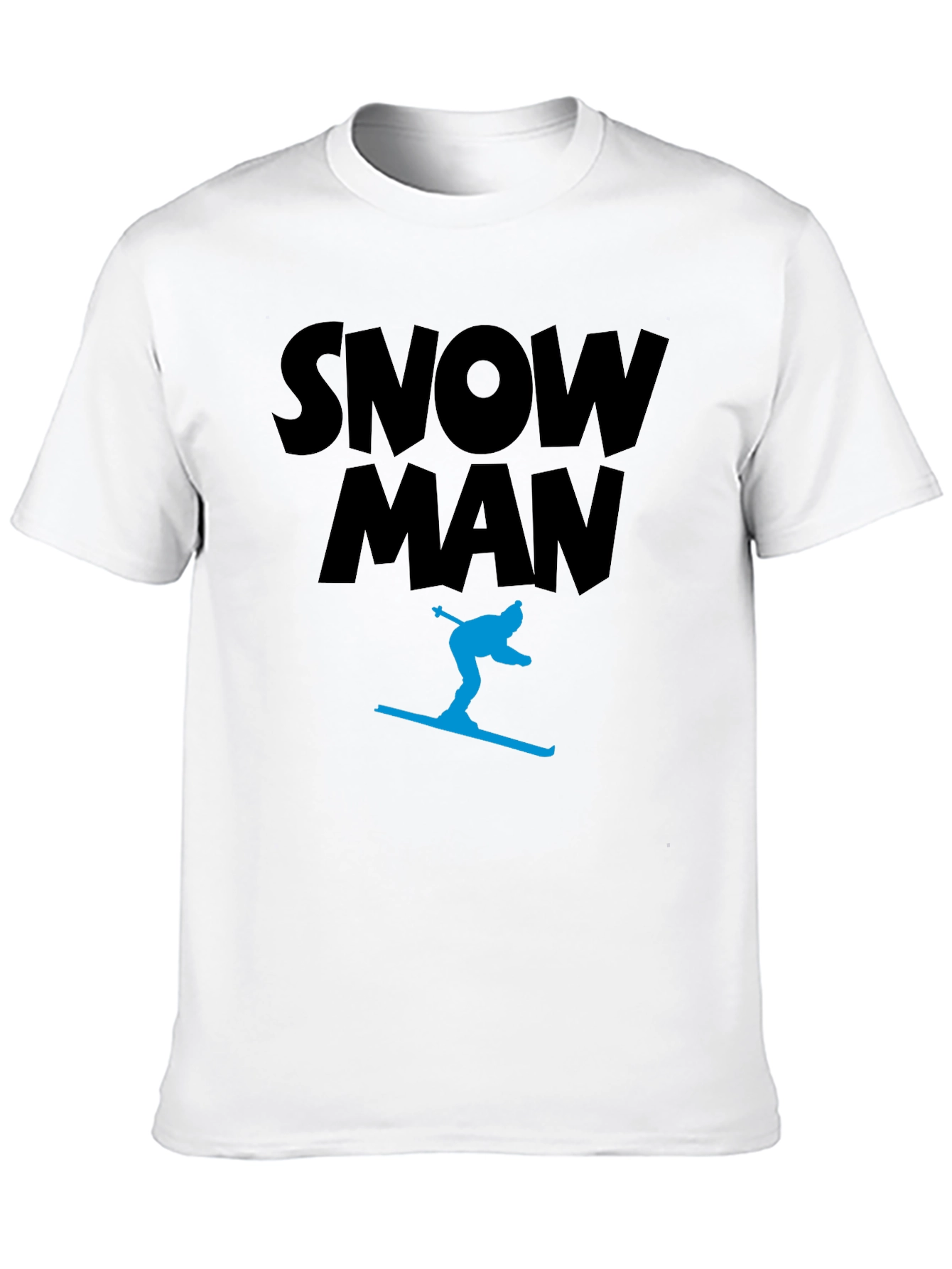 Snow Man Skiing Black T-Shirt