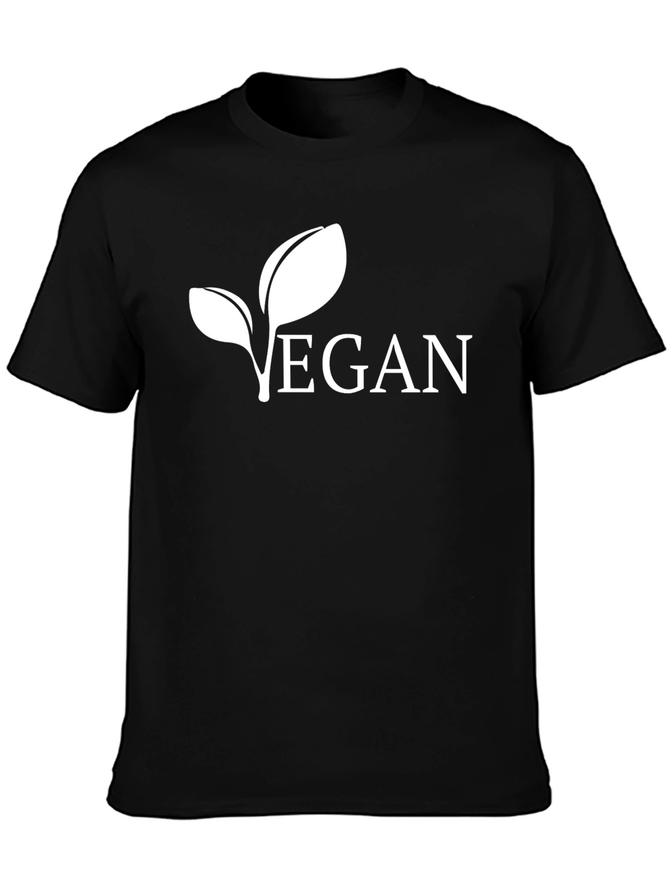 Vegan Leaf Graphic Tee - Black Cotton