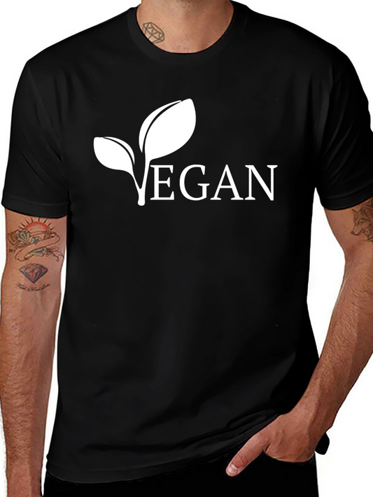 Vegan Leaf Graphic Tee - Black Cotton