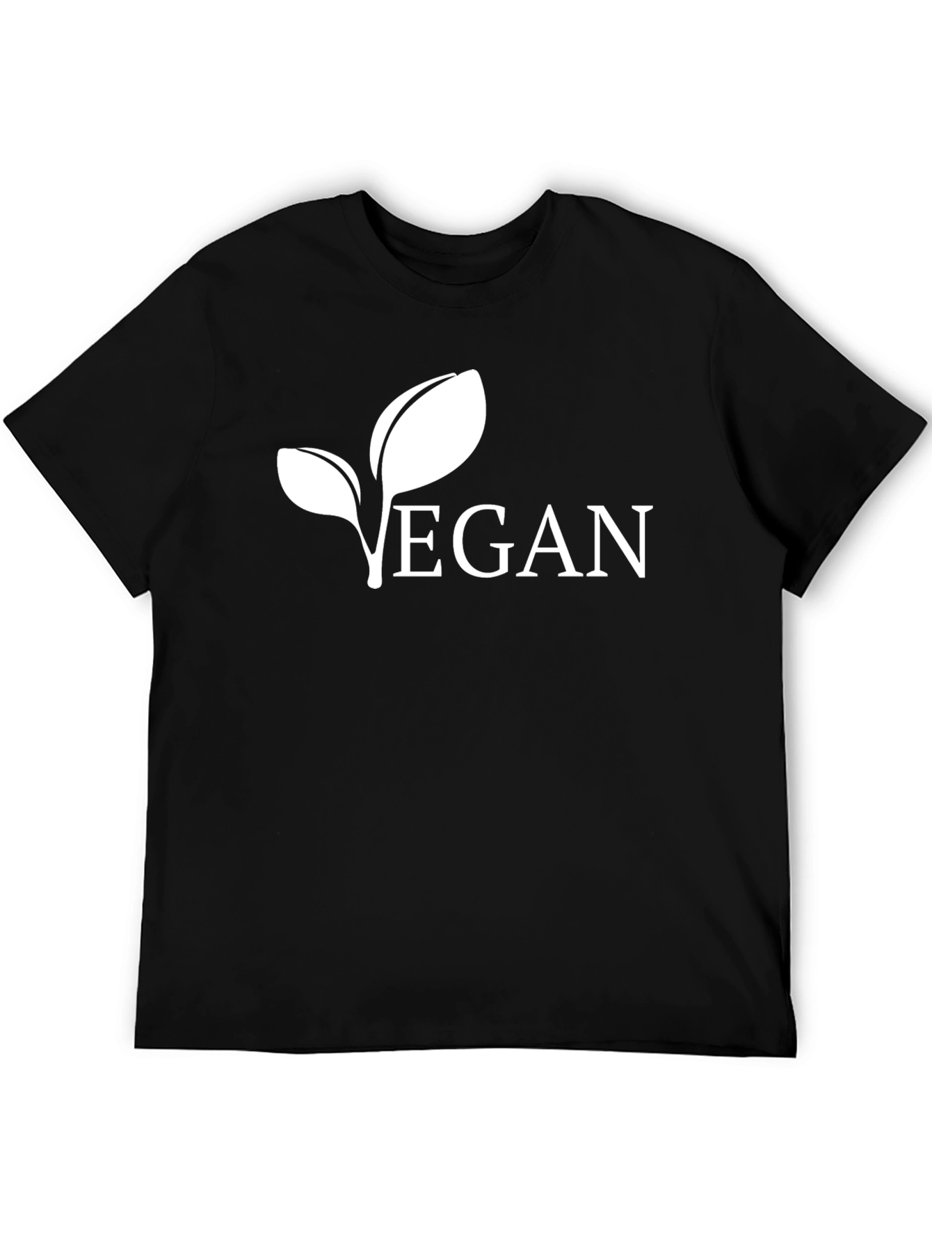 Vegan Leaf Graphic Tee - Black Cotton