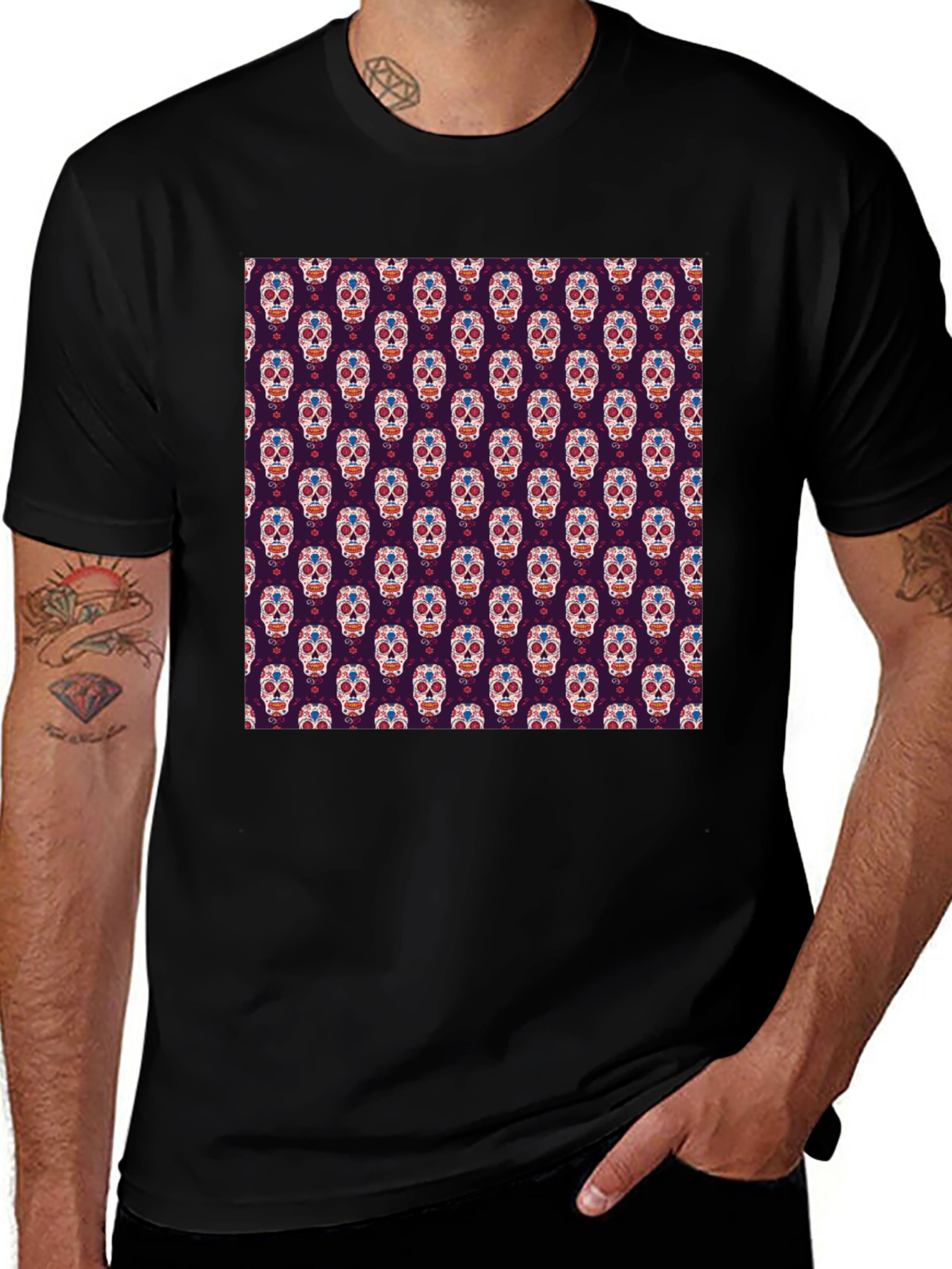 Sugar Skull T-Shirt - Day of the Dead Pattern