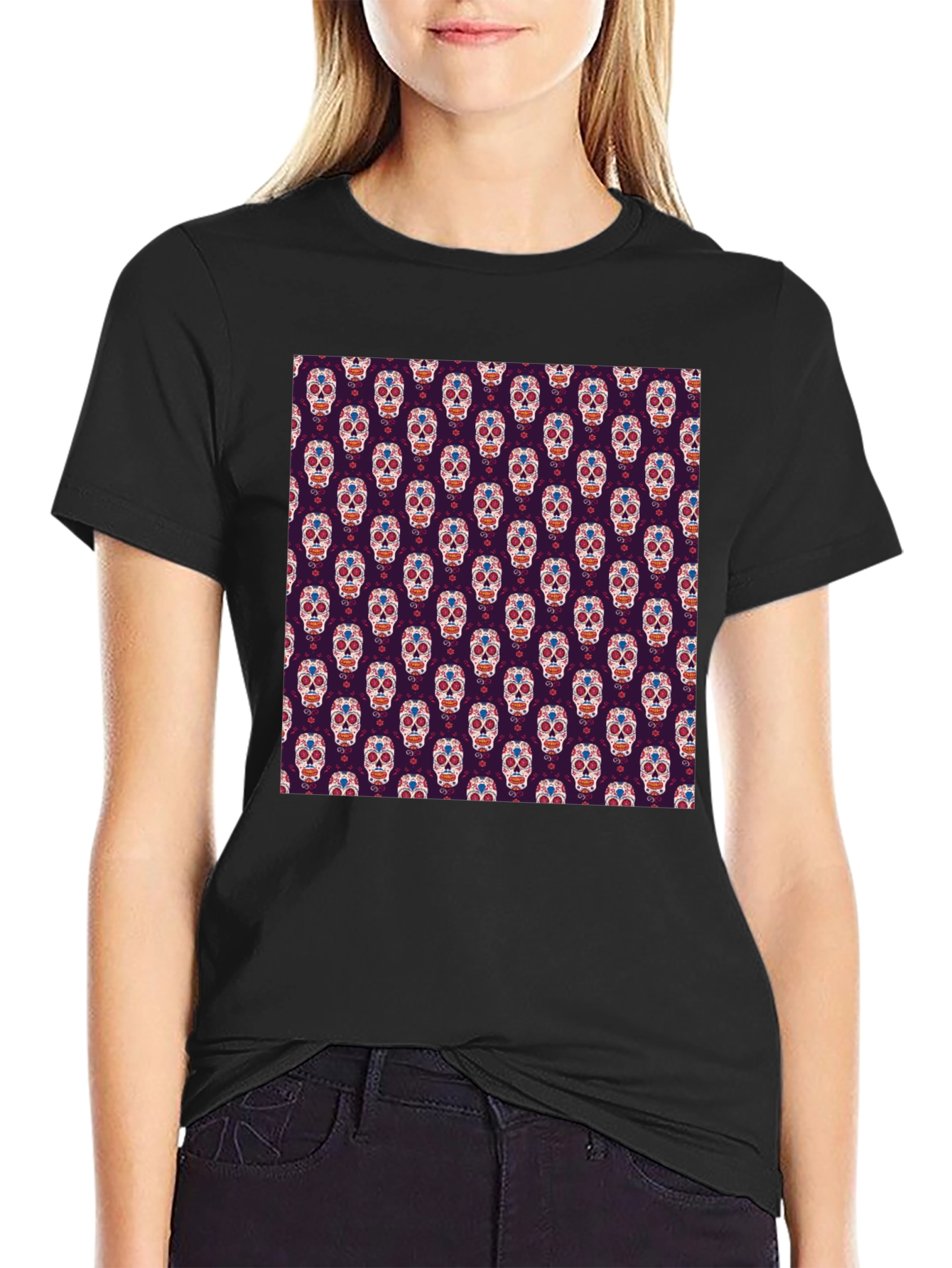 Sugar Skull T-Shirt - Day of the Dead Pattern