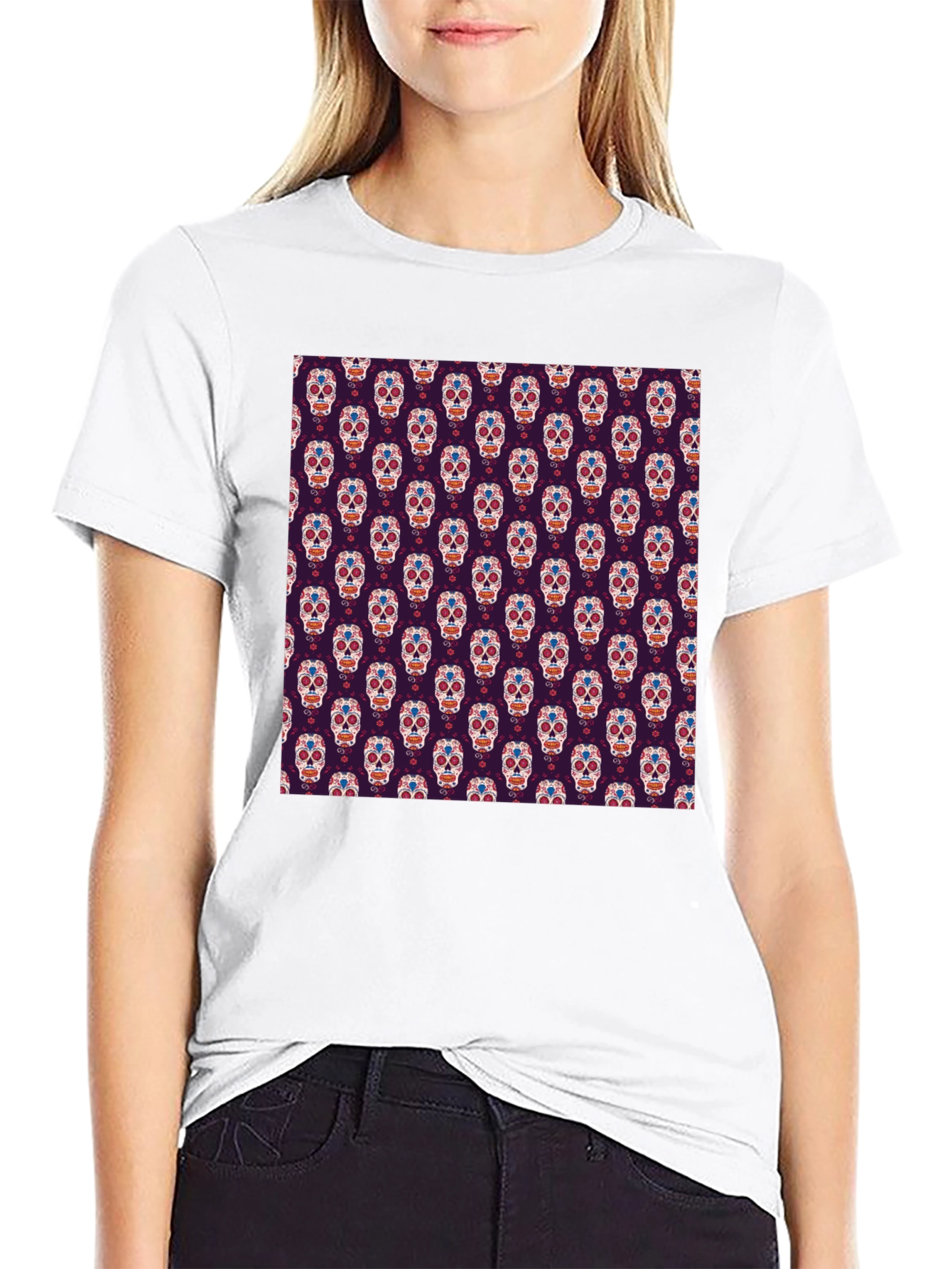 Sugar Skull T-Shirt - Day of the Dead Pattern