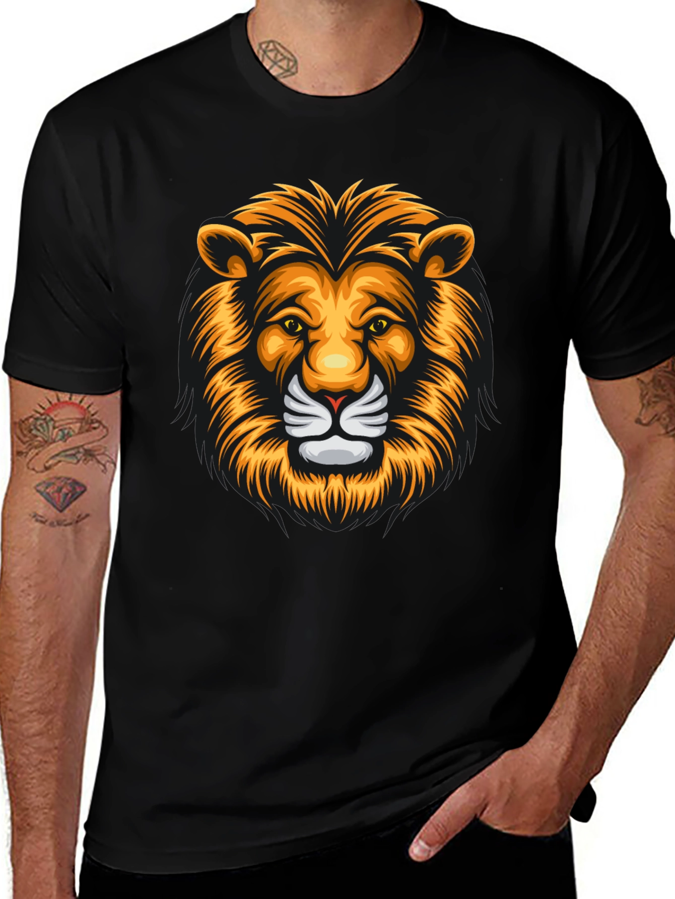 Bold Lion Graphic Tee - Mens Black T-Shirt