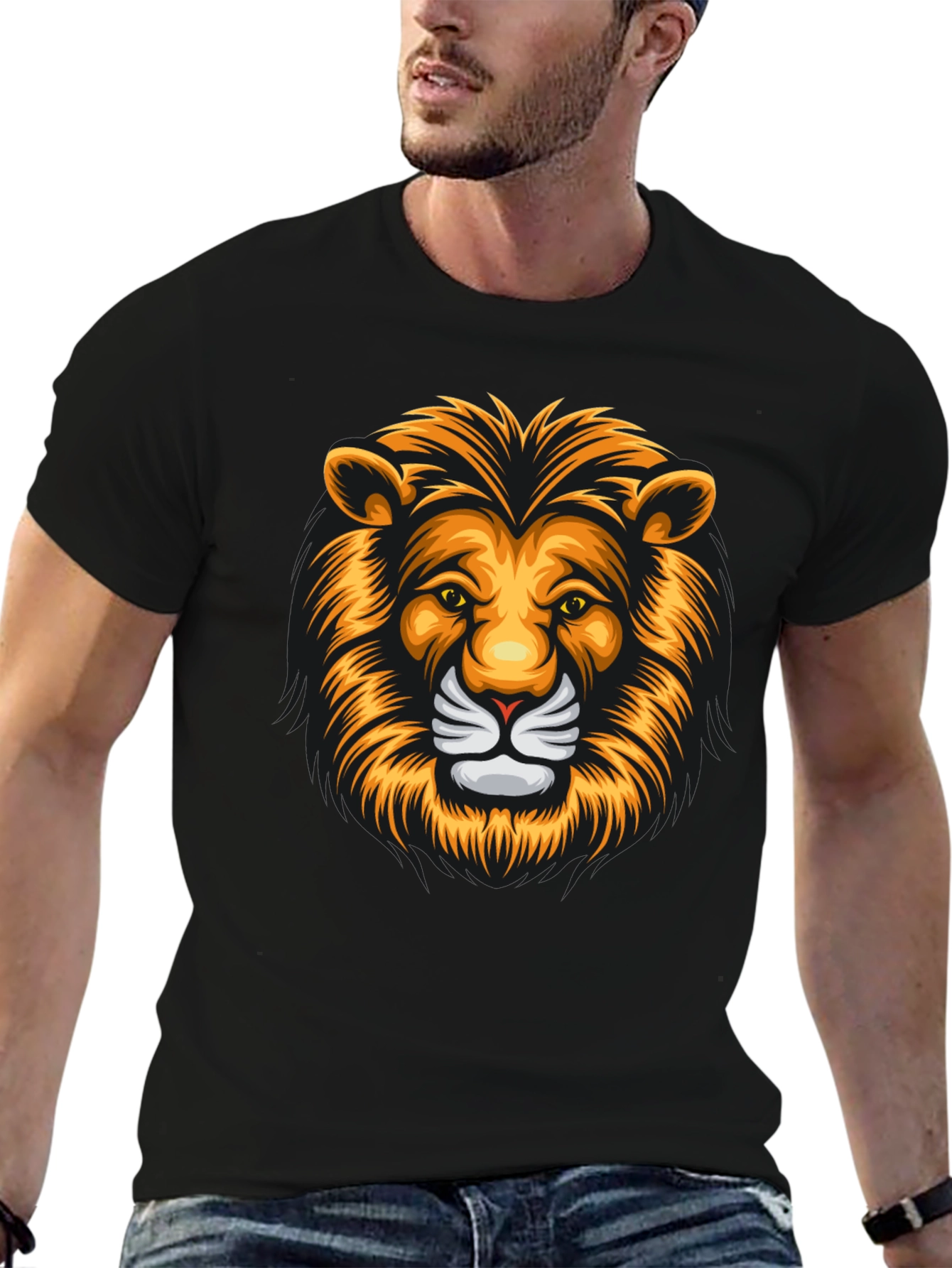 Bold Lion Graphic Tee - Mens Black T-Shirt