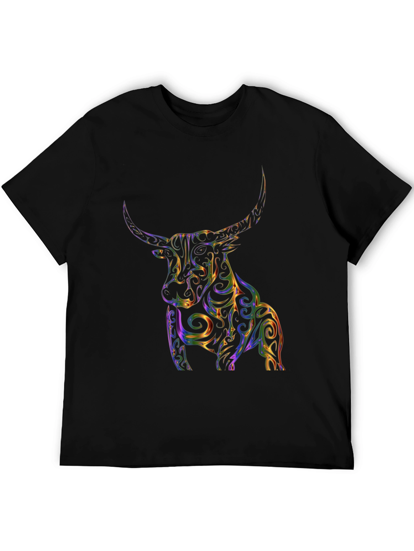 Abstract Bull Graphic Tee - Mens Black T-Shirt
