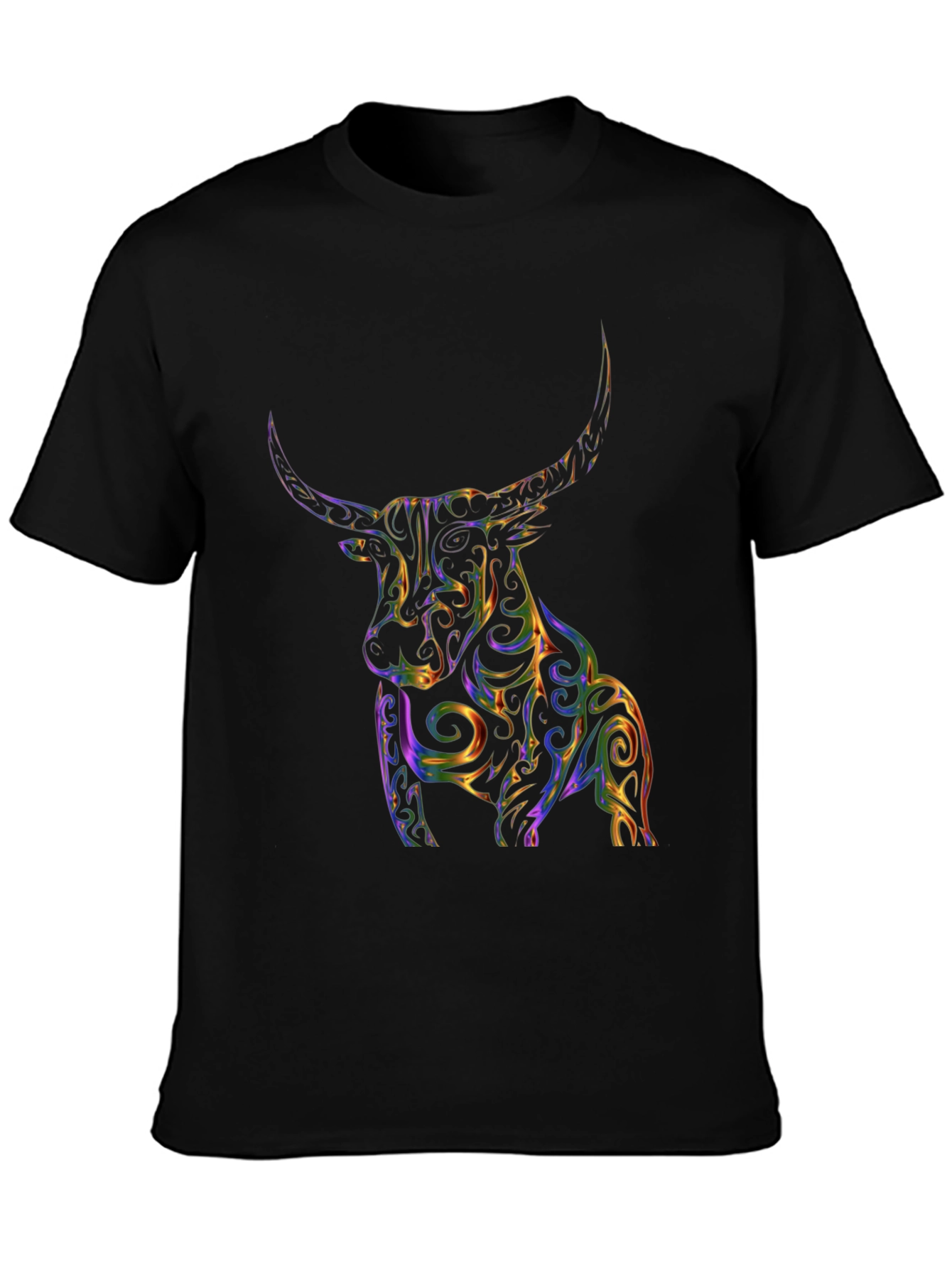 Abstract Bull Graphic Tee - Mens Black T-Shirt