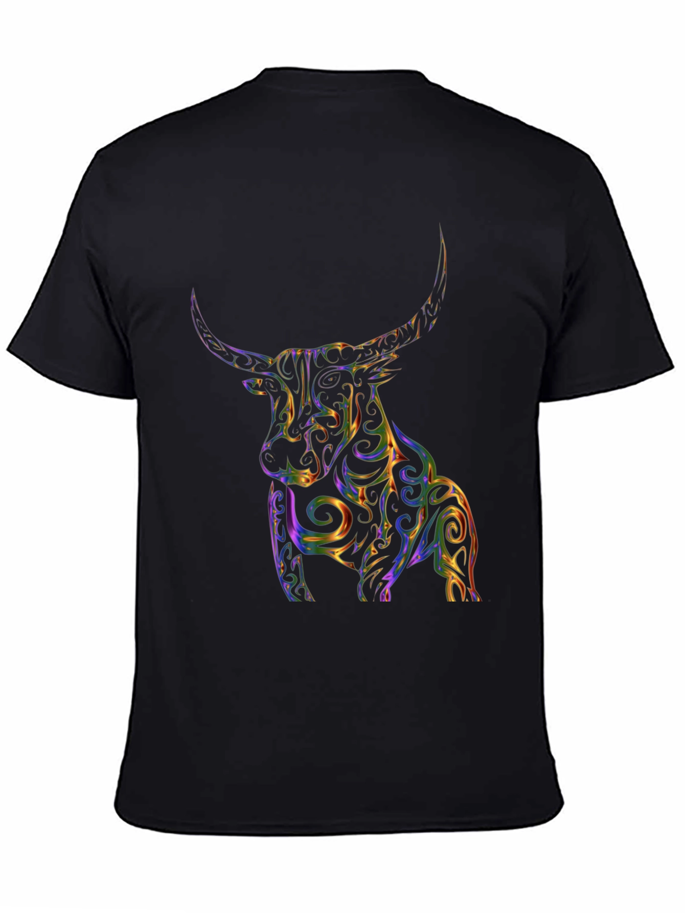 Abstract Bull Graphic Tee - Mens Black T-Shirt