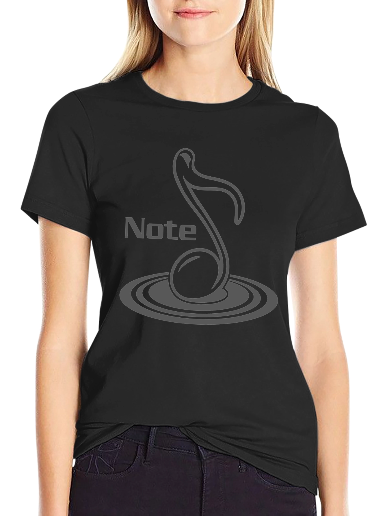 Musical Note Ripple Mens Black T-Shirt