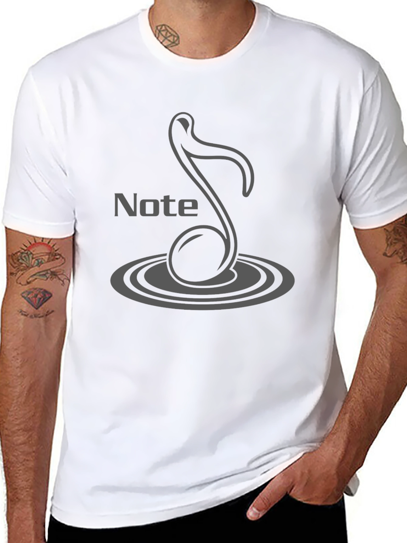 Musical Note Ripple Mens Black T-Shirt