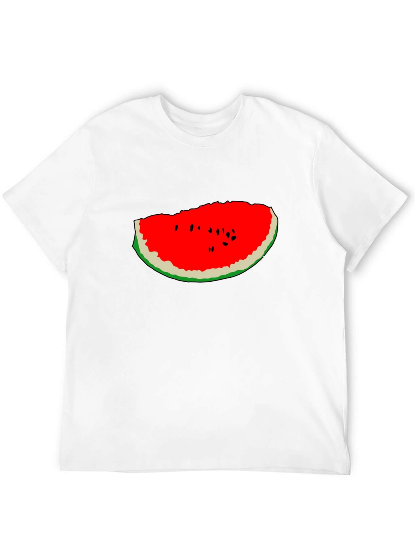 Watermelon Slice Graphic Tee - Black Cotton T-Shirt