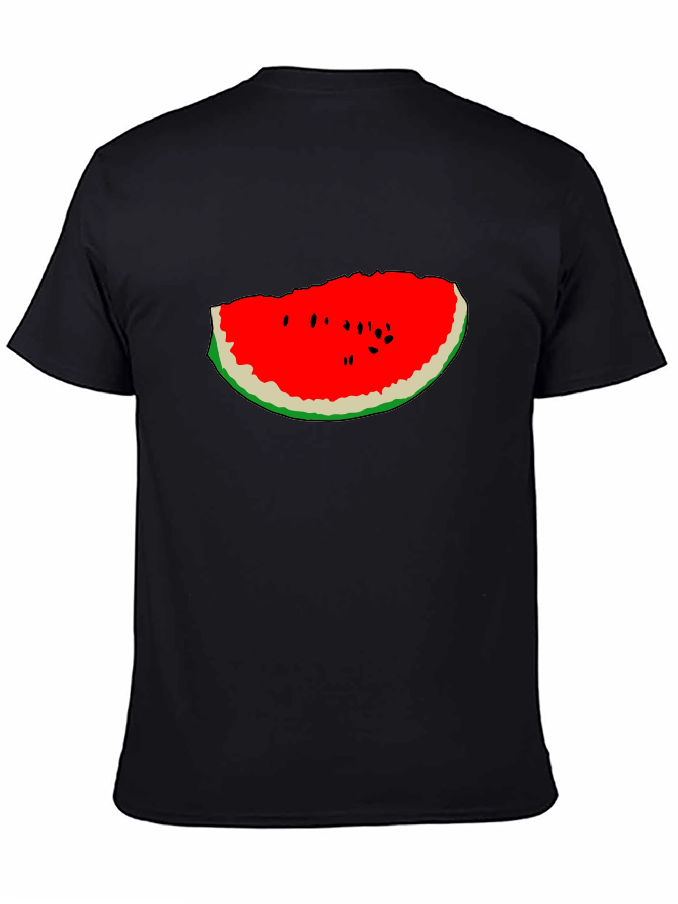 Watermelon Slice Graphic Tee - Black Cotton T-Shirt