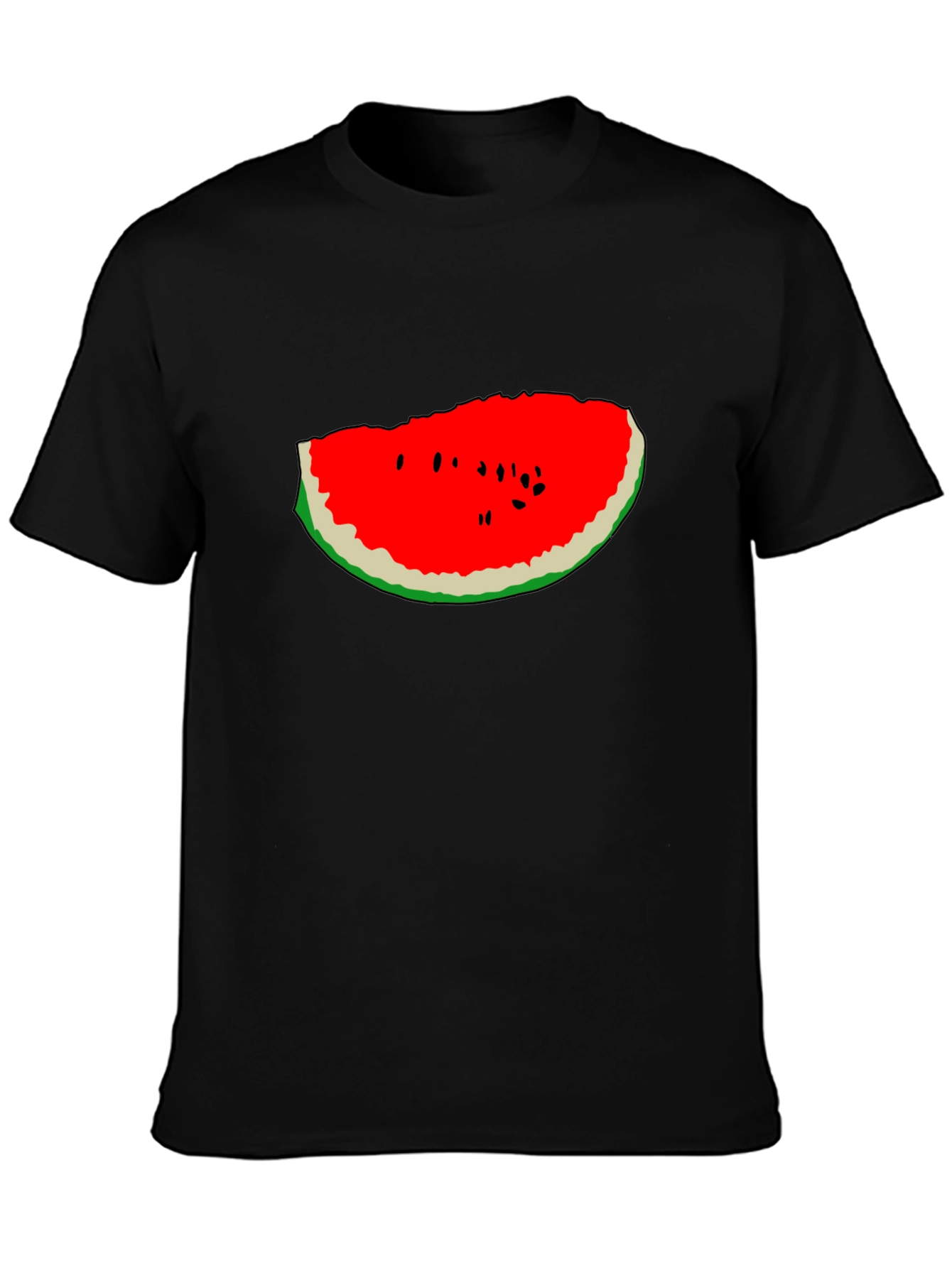 Watermelon Slice Graphic Tee - Black Cotton T-Shirt