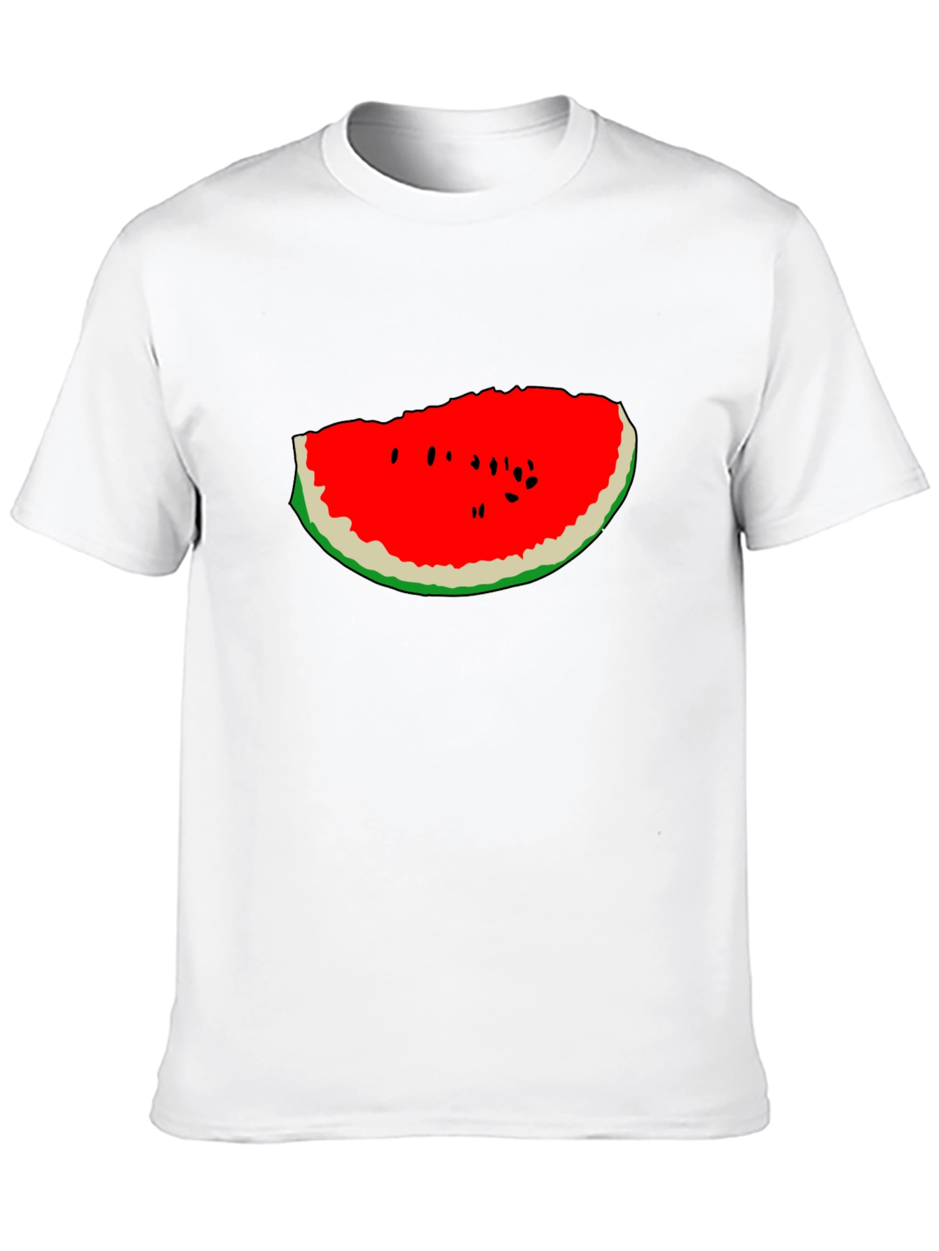 Watermelon Slice Graphic Tee - Black Cotton T-Shirt