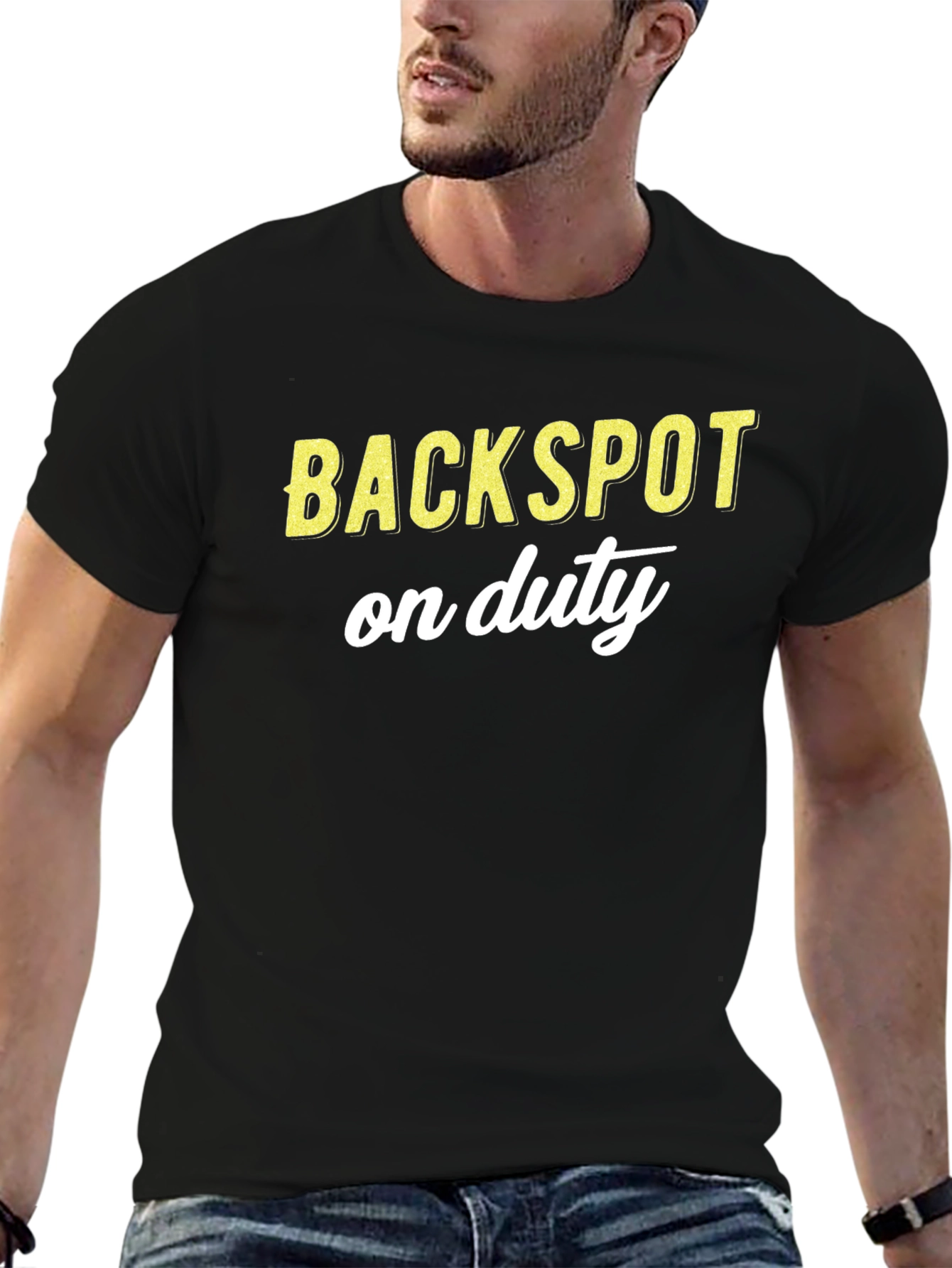 Backspot On Duty Graphic Tee - Black Cotton T-Shirt