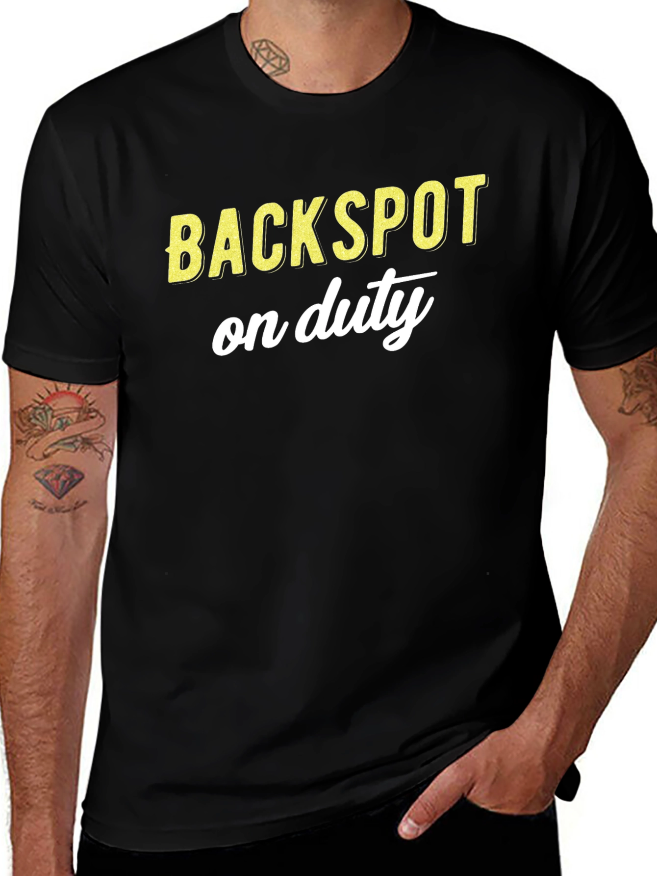 Backspot On Duty Graphic Tee - Black Cotton T-Shirt