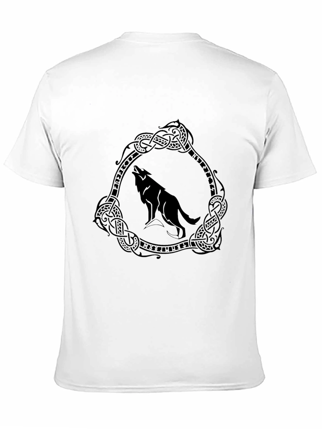 Wolf Circle Graphic Print Tee - Black