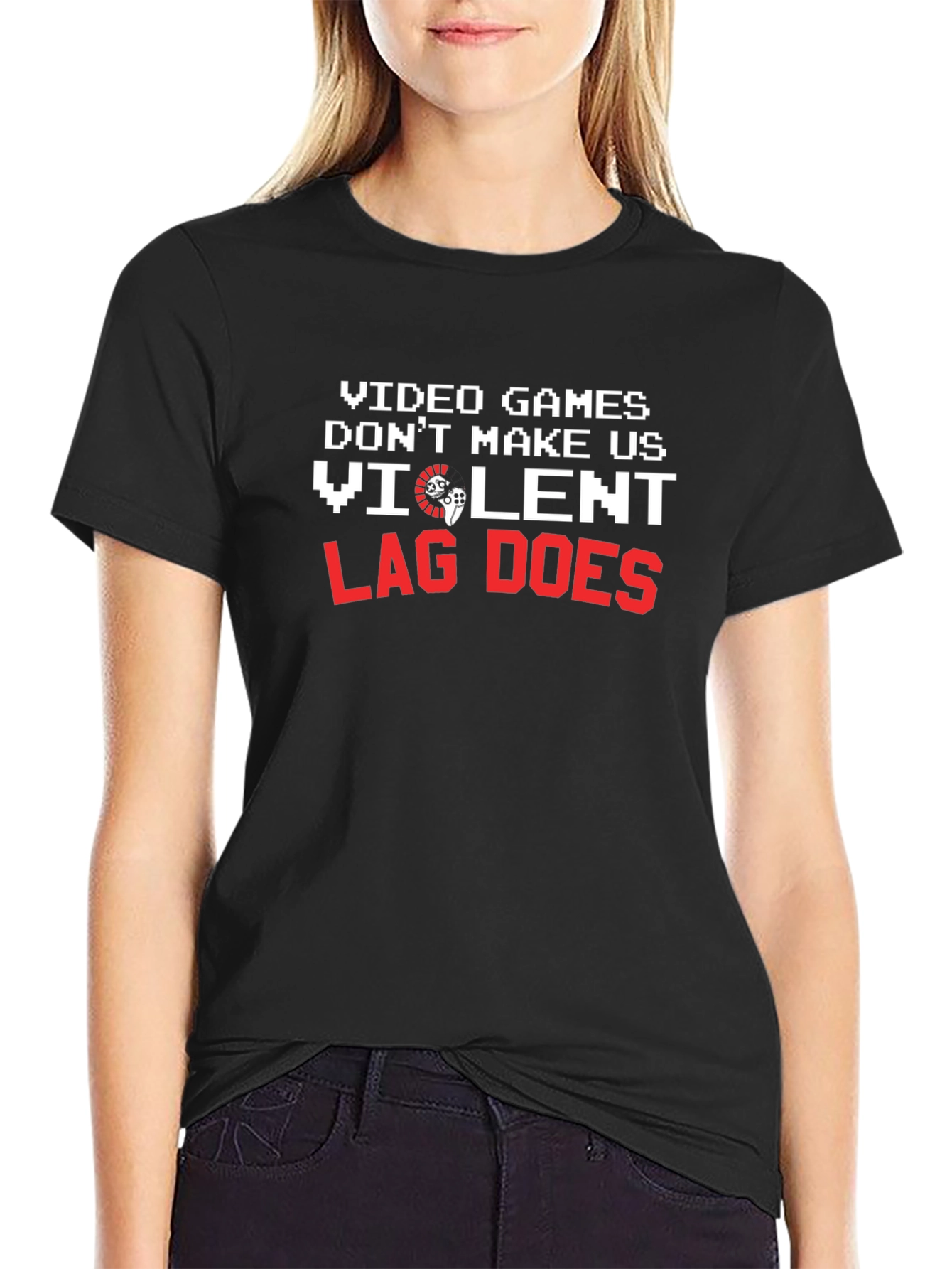 Gamer Humor T-Shirt: Video Games Lag and Violence!