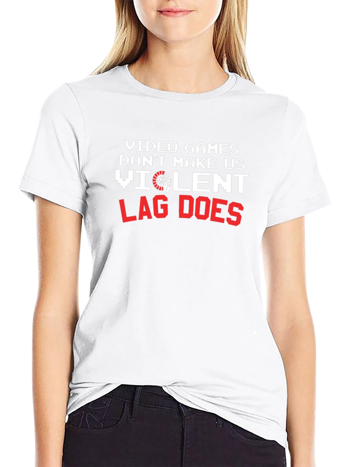 Gamer Humor T-Shirt: Video Games Lag and Violence!