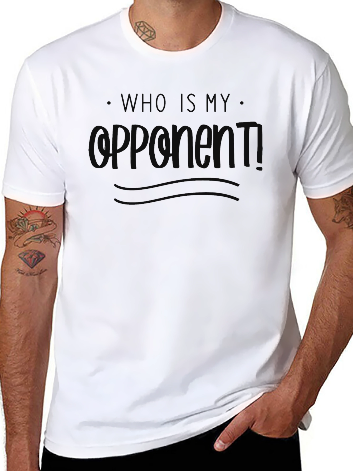 Who is My Opponent Black Graphic Tee